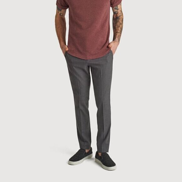 Kit & Ace Navy Blue Wool Stretch Suiting Flat Front Crop Trouser Pants - 28" - Picture 11 of 13